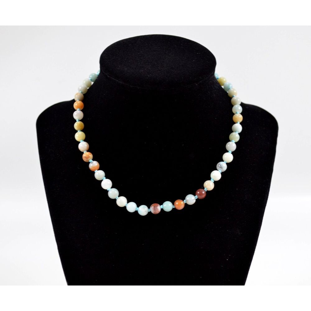 Vintage Stone Beaded Necklace Mint Green‎ Brown
